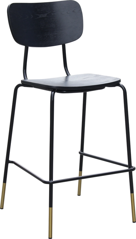FL Tiramisu Plywood Black Metal Frame with Brass Tip Hospitality Barstool