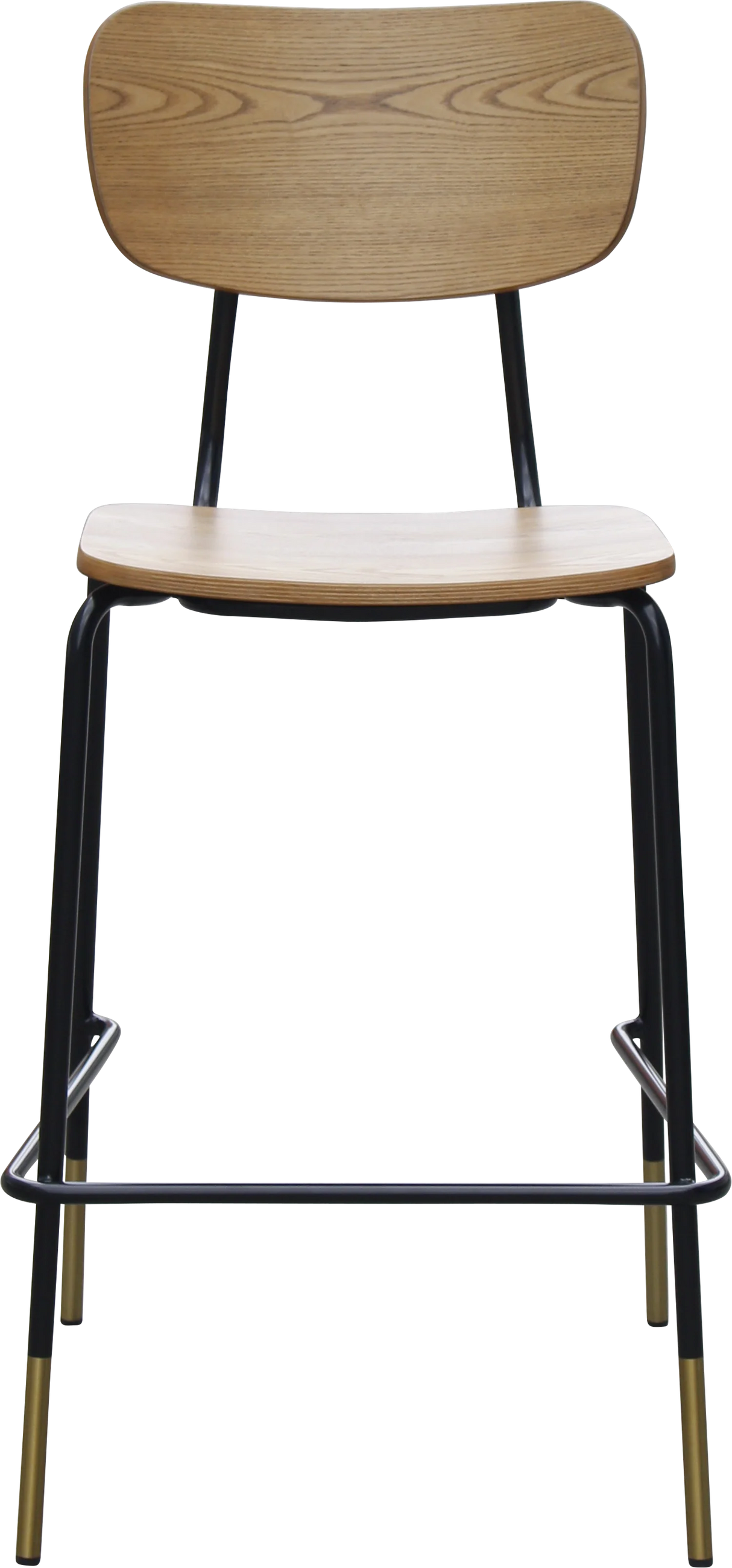 FL Tiramisu Plywood Black Metal Frame with Brass Tip Hospitality Barstool