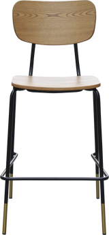 FL Tiramisu Plywood Black Metal Frame with Brass Tip Hospitality Barstool
