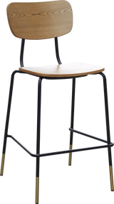 FL Tiramisu Plywood Black Metal Frame with Brass Tip Hospitality Barstool