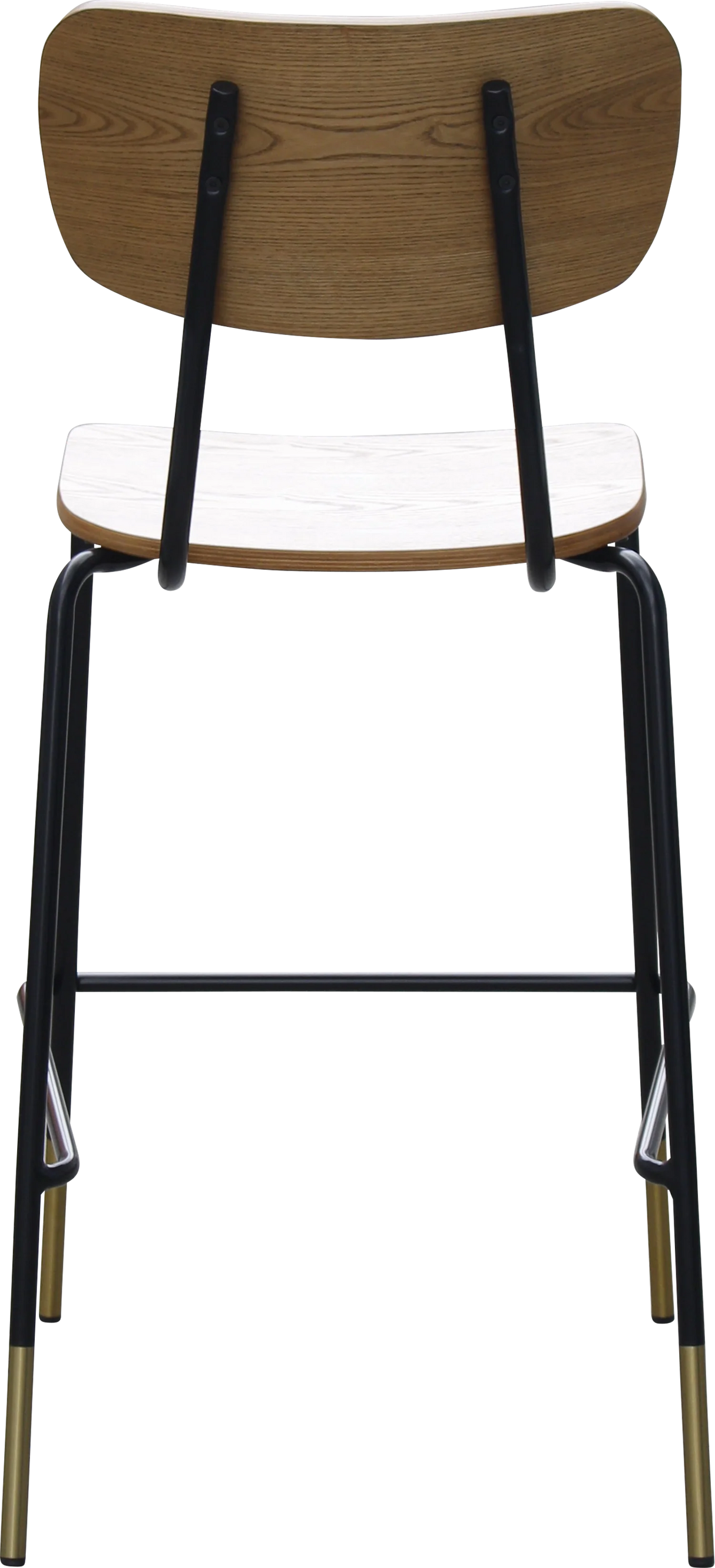 FL Tiramisu Plywood Black Metal Frame with Brass Tip Hospitality Barstool