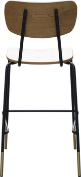 FL Tiramisu Plywood Black Metal Frame with Brass Tip Hospitality Barstool