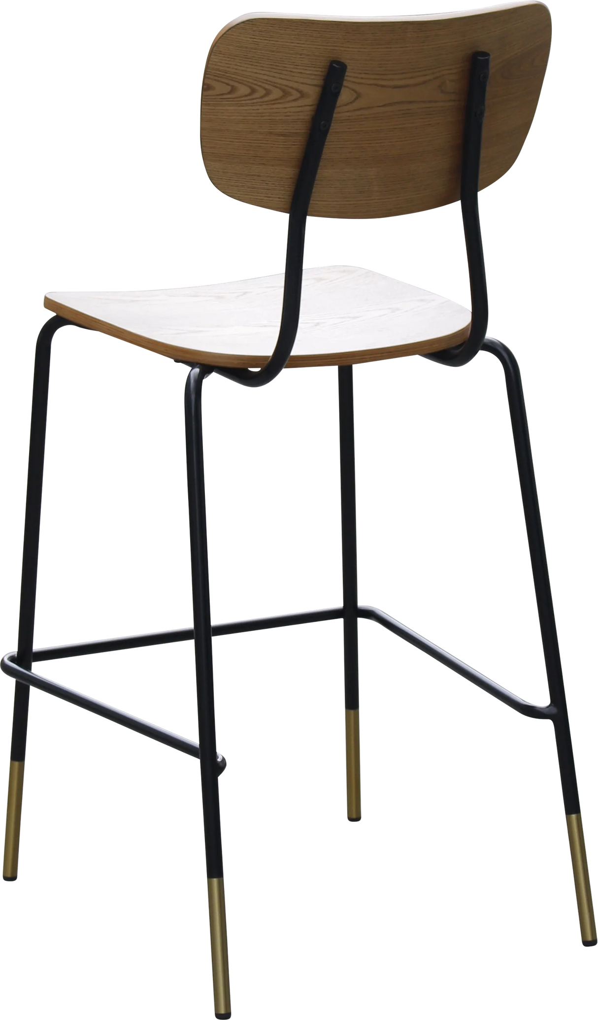 FL Tiramisu Plywood Black Metal Frame with Brass Tip Hospitality Barstool