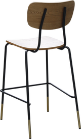 FL Tiramisu Plywood Black Metal Frame with Brass Tip Hospitality Barstool