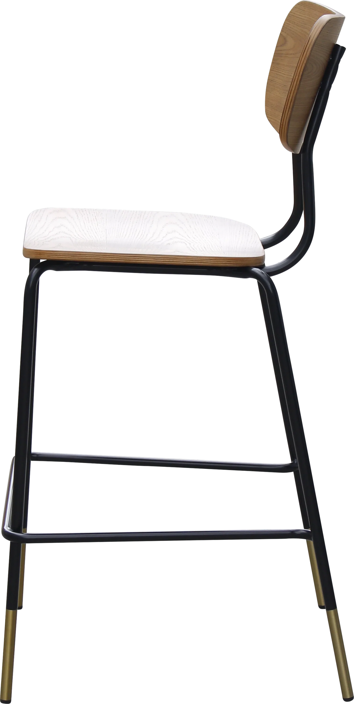 FL Tiramisu Plywood Black Metal Frame with Brass Tip Hospitality Barstool