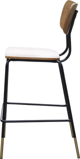 FL Tiramisu Plywood Black Metal Frame with Brass Tip Hospitality Barstool