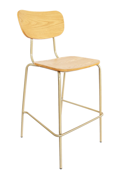 FL Tiramisu Plywood with Brass Frame Hospitality Barstool