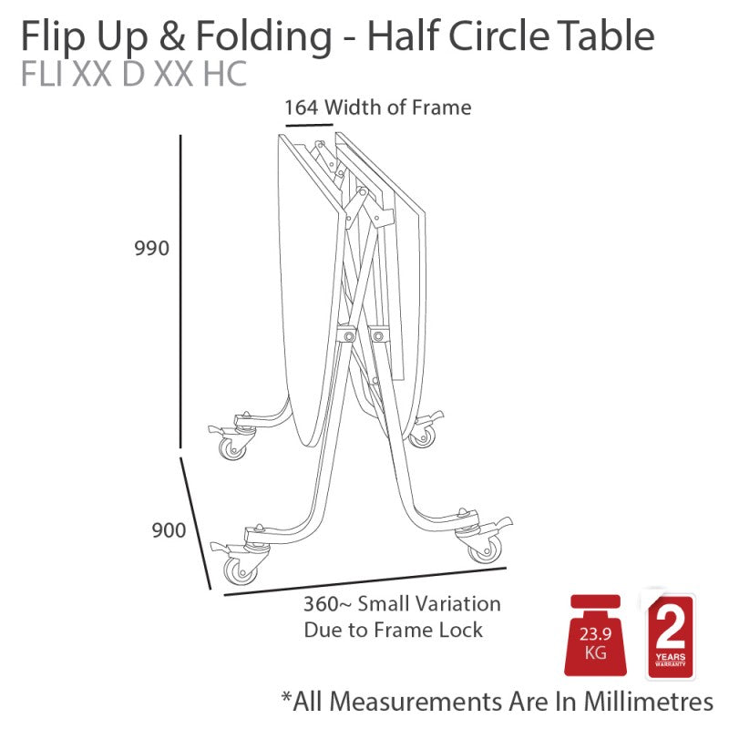 MA Flip Up & Folding Portable Round Table