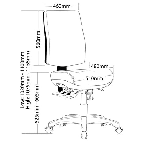 ST Galaxy Fabric High Back Task Chair with Arms & Seat Slider