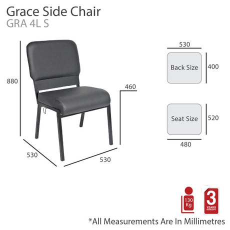 MA Grace Fabric or PU Leather Upholstered  Linkable 4 Leg Side Chair