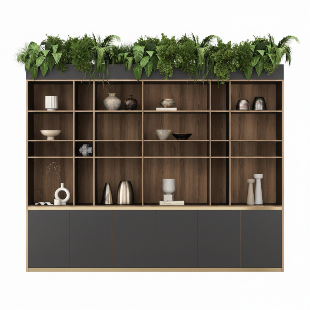 DD Grid Line Custom Made Cupboard Display Unit with Planter Box