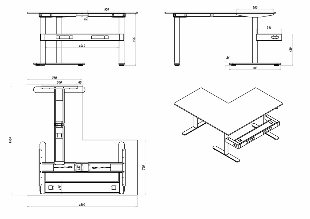 RL Halo Static Corner Workstation with Aluminium Framed Screen
