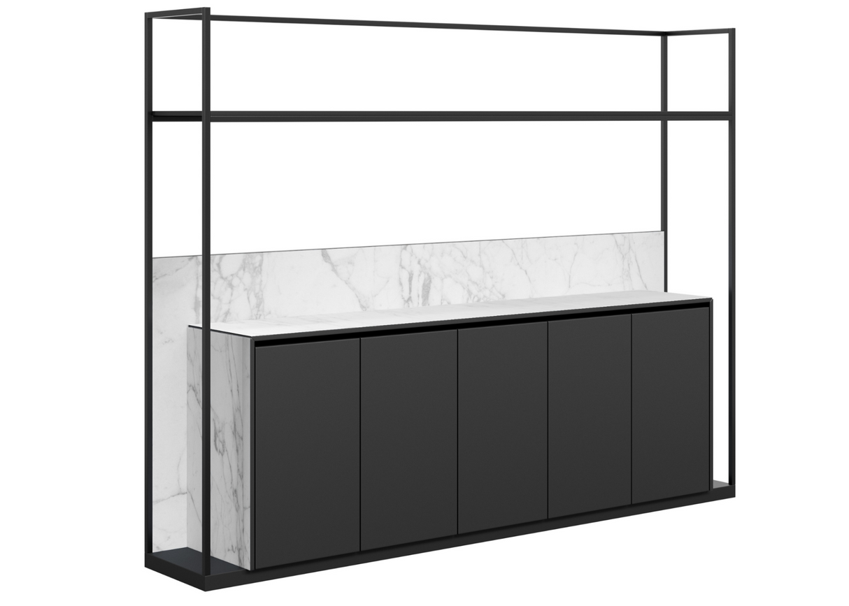 DD Hostess Welded Framed 4 Door Cupboard with Open Shelf