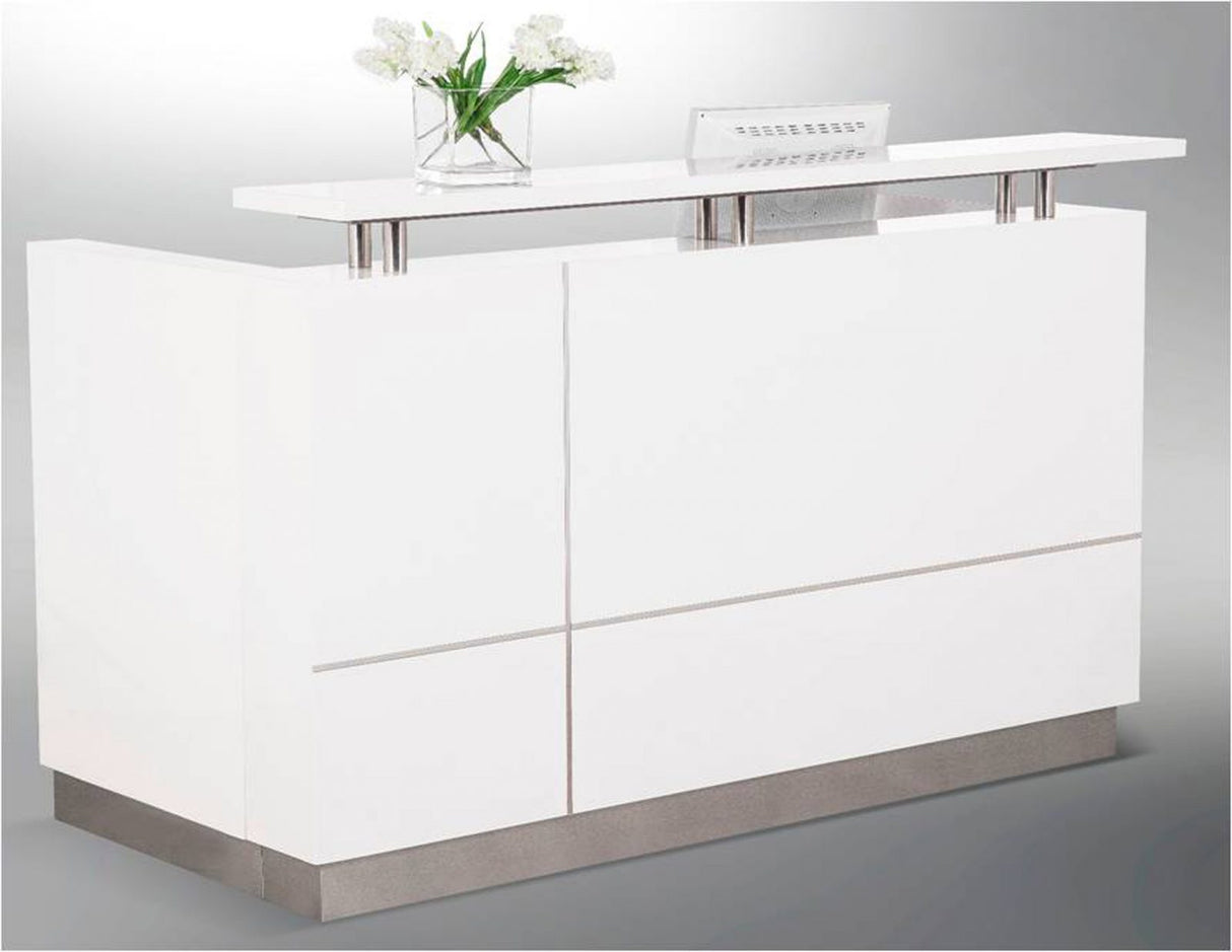 GP Hugo White Reception Counter High Gloss White Finish