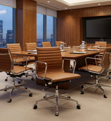 DD Berkeley Boardroom Chair in Chrome Base Tan Seat