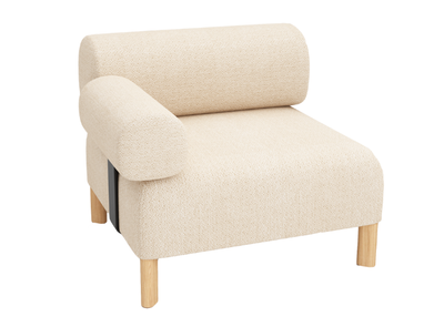 DD Cailloux Fabric Upholstered Single Seater Breakout Sofa with 1 Armrest