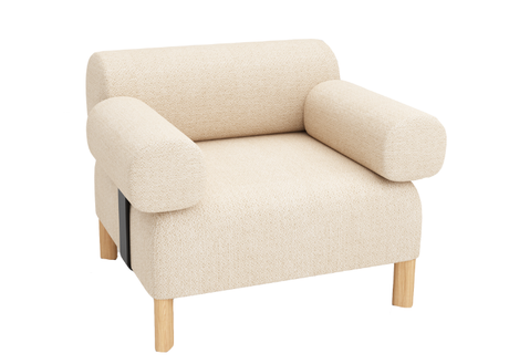 DD Cailloux Fabric Upholstered Single Seater Breakout Sofa with Armrests