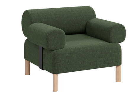 DD Cailloux Fabric Upholstered Single Seater Breakout Sofa with Armrests