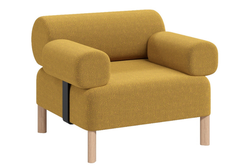 DD Cailloux Fabric Upholstered Single Seater Breakout Sofa with Armrests