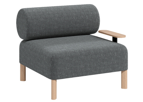 DD Cailloux Fabric Upholstered Single Seater Breakout Sofa with Side Table