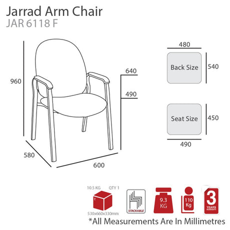 MA Jarrad Fabric Upholstered Visitor Armchair