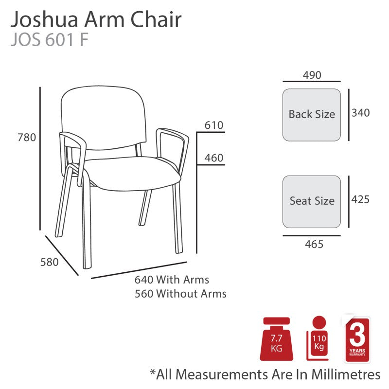 MA Joshua Fabric or Vinyl Upholstered Visitor Armchair