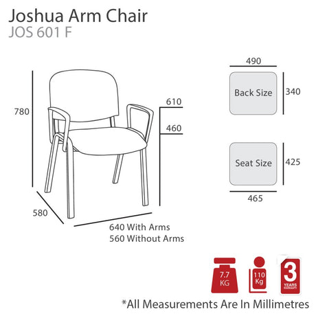 MA Joshua Fabric Upholstered Visitor Arm Chair