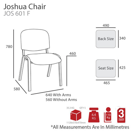 MA Joshua Fabric or Vinyl Upholstered Chrome Leg Visitor Chair