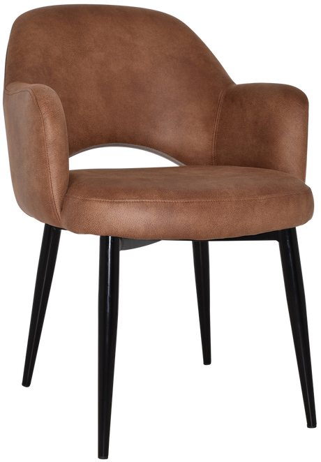 EZ Albury Black Metal Leg Upholstered Hospitality Dining Armchair