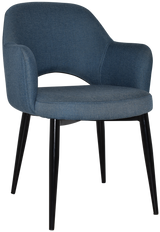 EZ Albury Black Metal Leg Upholstered Hospitality Dining Armchair