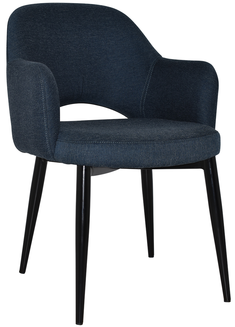 EZ Albury Black Metal Leg Upholstered Hospitality Dining Armchair