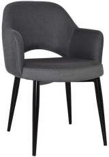 EZ Albury Black Metal Leg Upholstered Hospitality Dining Armchair