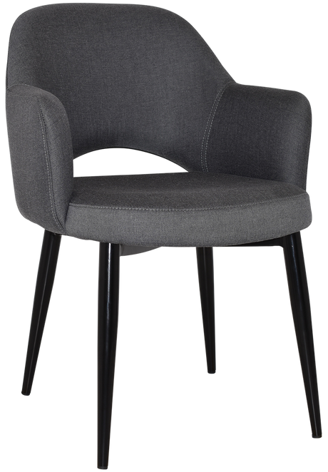 EZ Albury Black Metal Leg Upholstered Hospitality Dining Armchair