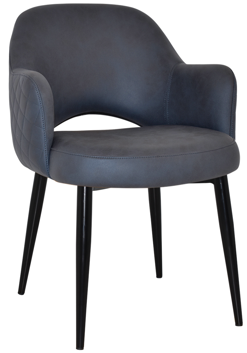 EZ Albury Black Metal Leg Upholstered Hospitality Dining Armchair