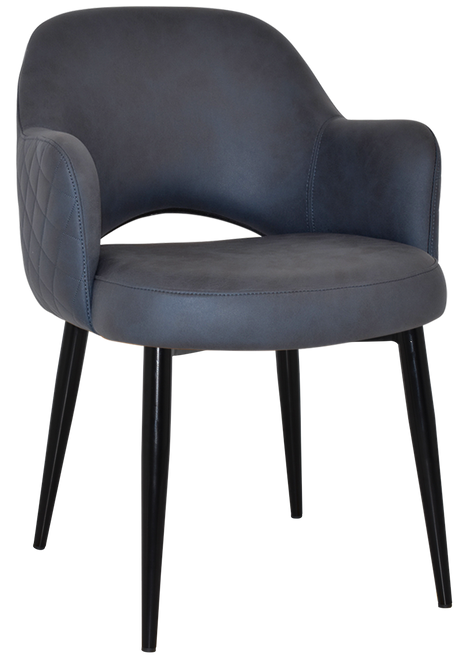 EZ Albury Black Metal Leg Upholstered Hospitality Dining Armchair