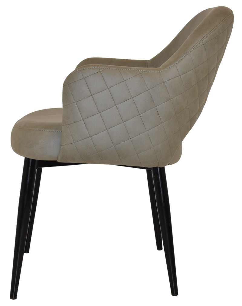 EZ Albury Black Metal Leg Upholstered Hospitality Dining Armchair