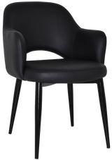 EZ Albury Black Metal Leg Upholstered Hospitality Dining Armchair