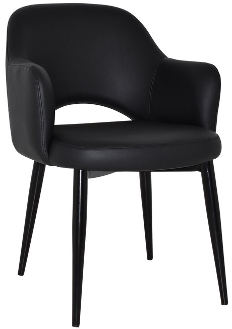 EZ Albury Black Metal Leg Upholstered Hospitality Dining Armchair
