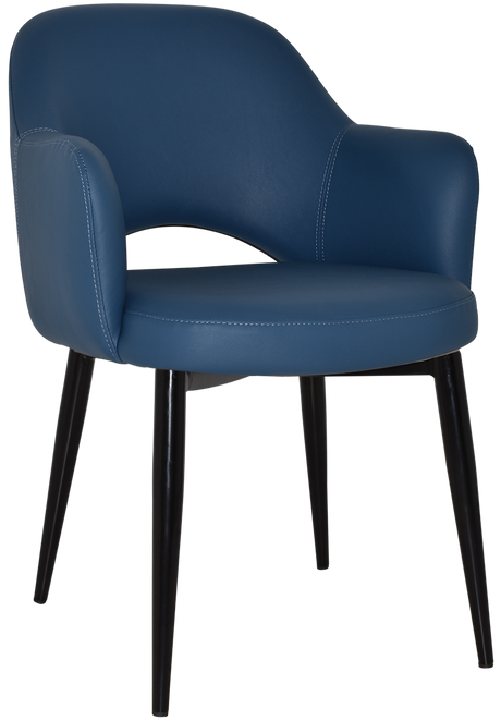 EZ Albury Black Metal Leg Upholstered Hospitality Dining Armchair