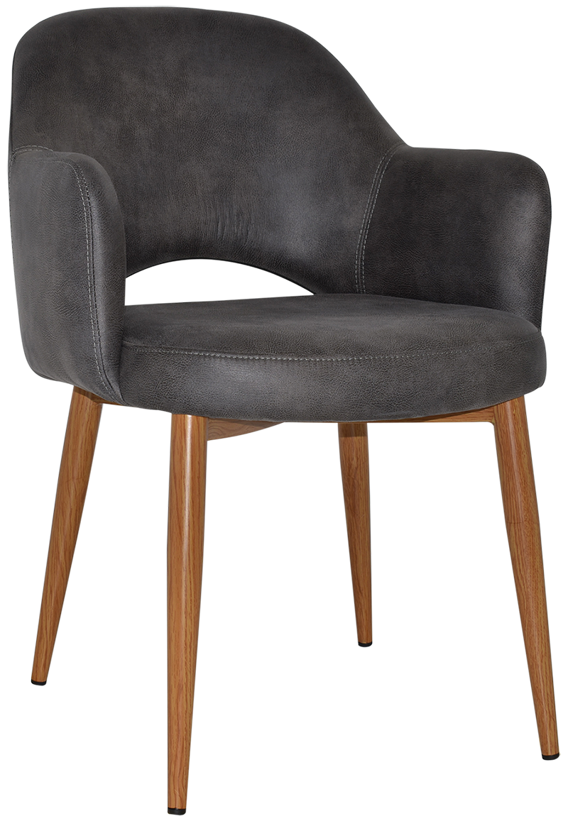 EZ Albury Oak Colour Metal Leg Upholstered Hospitality Dining Armchair