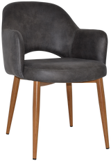 EZ Albury Oak Colour Metal Leg Upholstered Hospitality Dining Armchair
