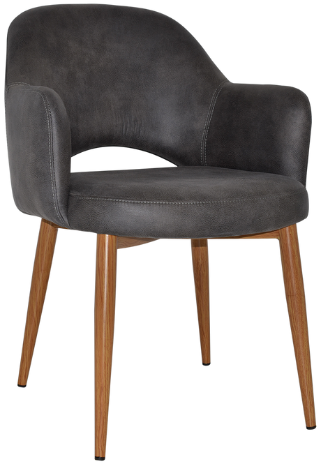 EZ Albury Oak Colour Metal Leg Upholstered Hospitality Dining Armchair