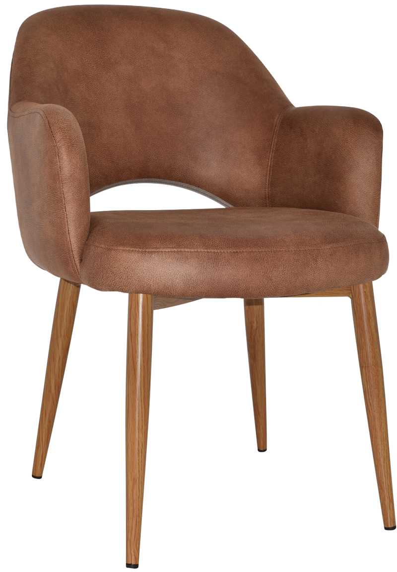 EZ Albury Oak Colour Metal Leg Upholstered Hospitality Dining Armchair