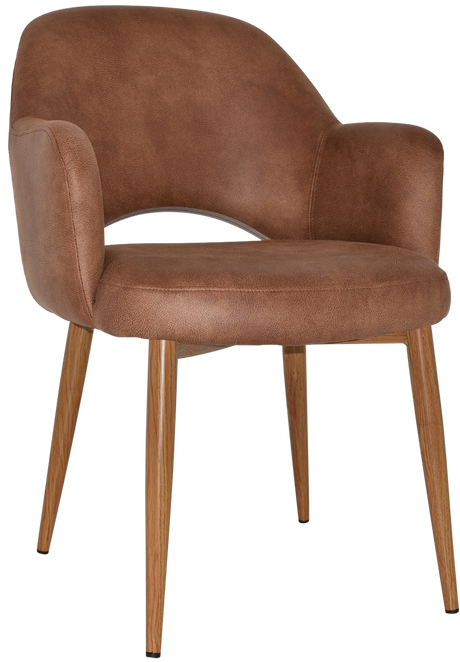 EZ Albury Oak Colour Metal Leg Upholstered Hospitality Dining Armchair