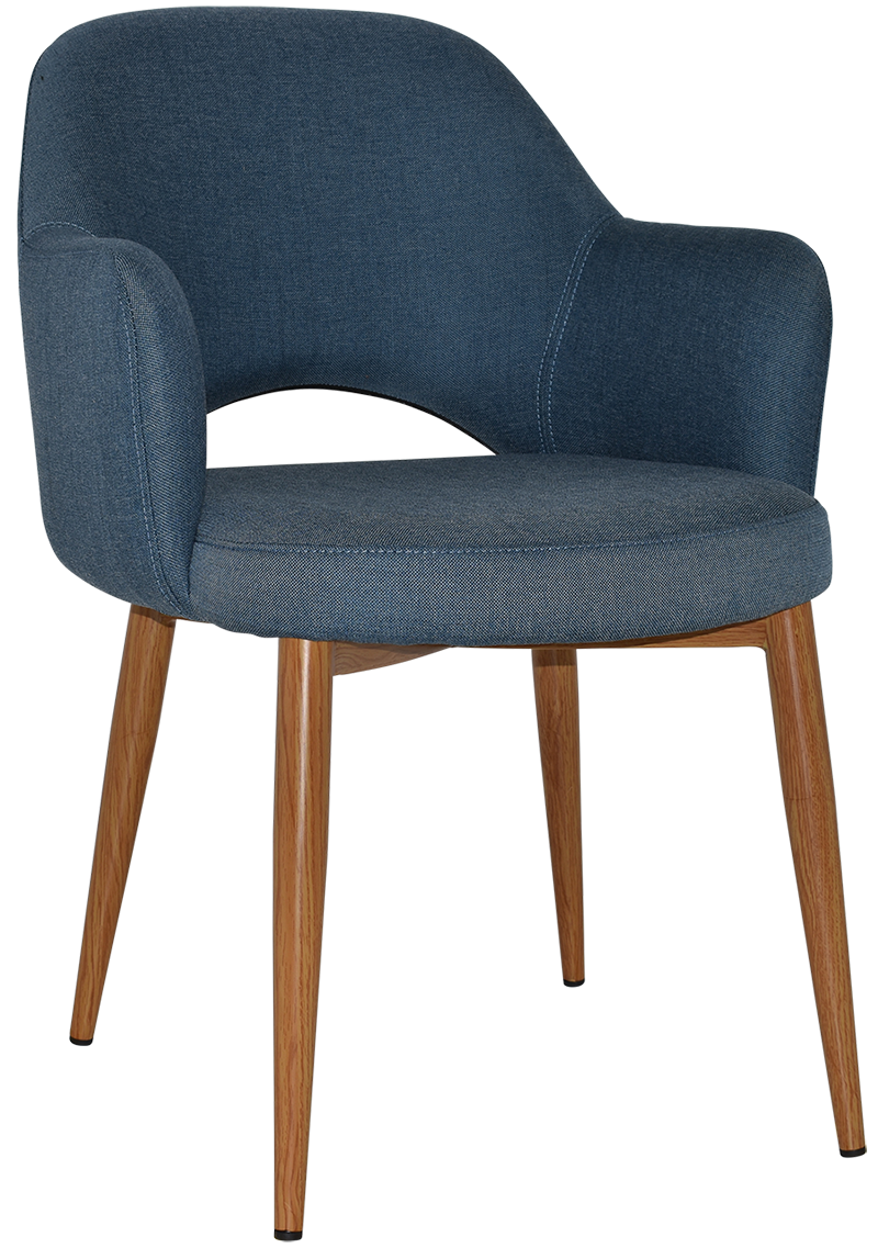 EZ Albury Oak Colour Metal Leg Upholstered Hospitality Dining Armchair