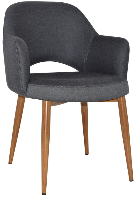 EZ Albury Oak Colour Metal Leg Upholstered Hospitality Dining Armchair