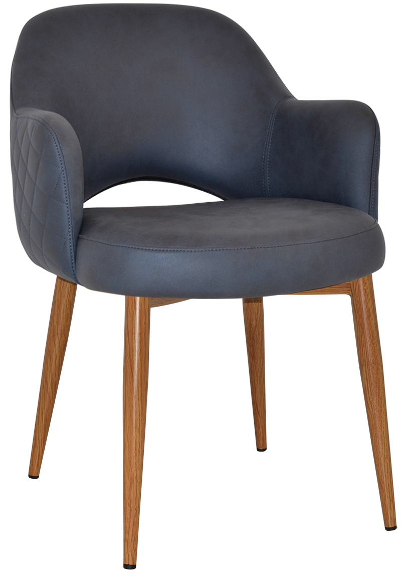 EZ Albury Oak Colour Metal Leg Upholstered Hospitality Dining Armchair