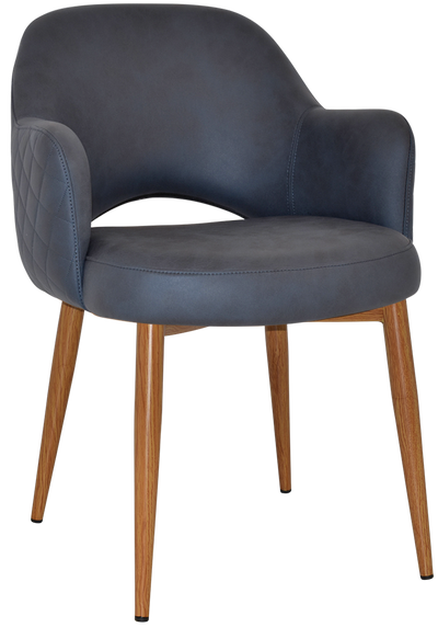 EZ Albury Oak Colour Metal Leg Upholstered Hospitality Dining Armchair
