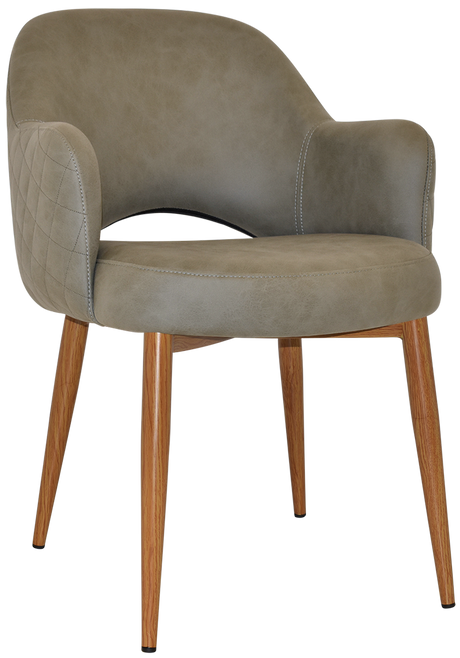 EZ Albury Oak Colour Metal Leg Upholstered Hospitality Dining Armchair