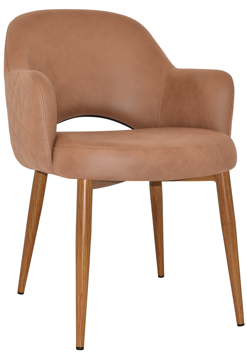 EZ Albury Oak Colour Metal Leg Upholstered Hospitality Dining Armchair